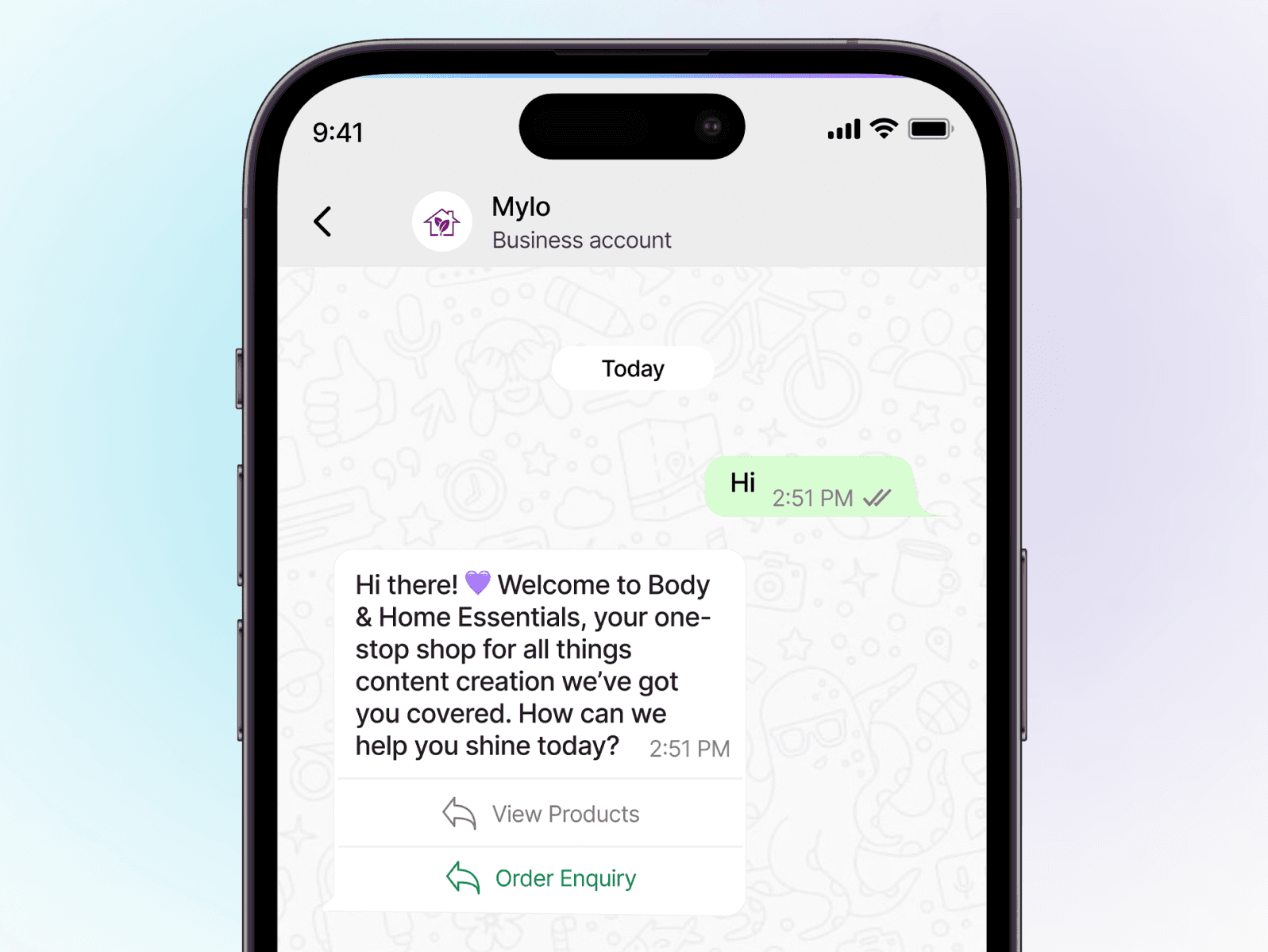 DoubleU AI Whatsapp interface mockup